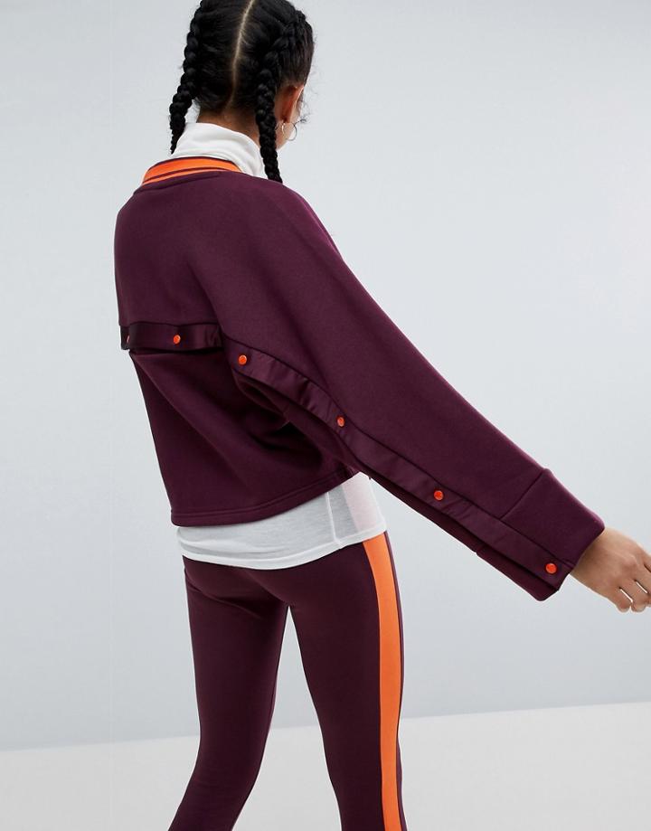 Puma V Neck Oversized Sweatshirt With Popper Detail - Red