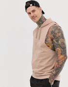 Asos Design Relaxed Sleeveless Hoodie With Dropped Armhole In Tan - Beige