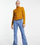Reclaimed Vintage Inspired Knitted Roll Neck Sweater With Mixed Rib Details In Camel-blues