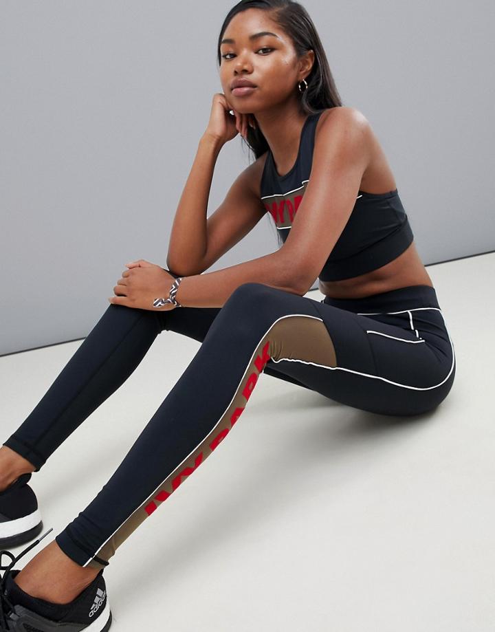 Ivy Park Active Sheer Flocked Leggings In Black - Black