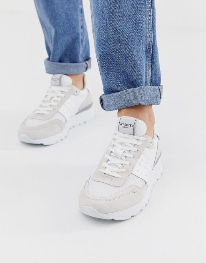 Selected Homme Sneakers With Mesh Detail-white