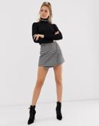 Miss Sixty Houndstooth Mini Skirt With Logo Tape Detail - Black
