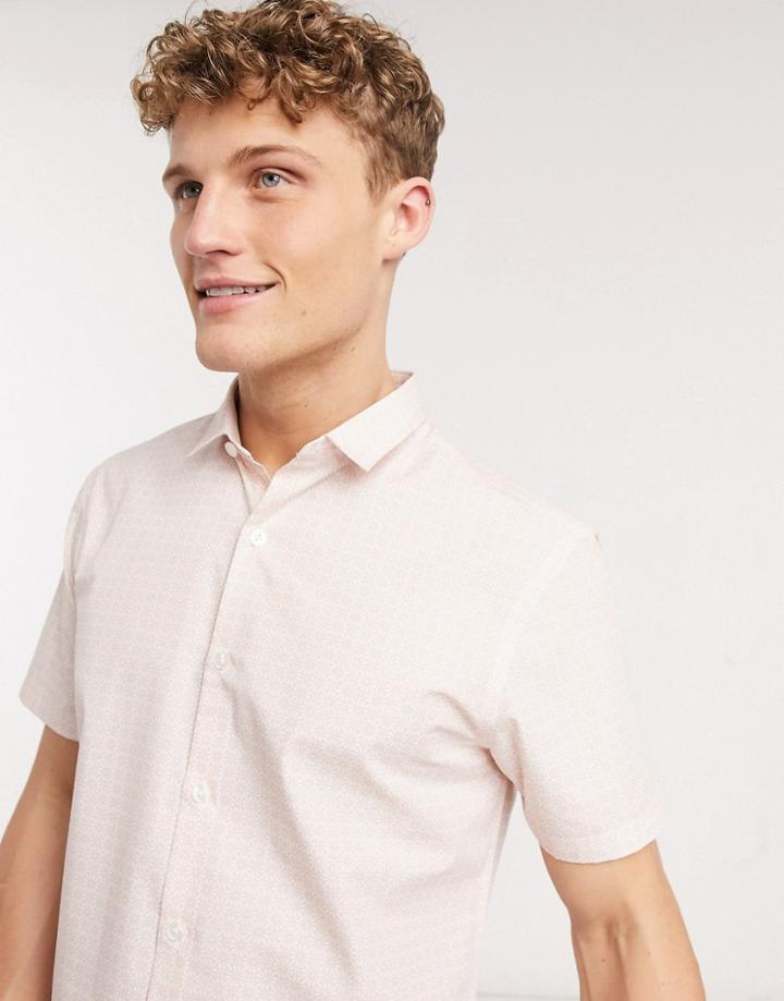 New Look Short Sleeve Ditsy Floral Shirt In Pink