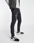 Abercrombie & Fitch Super Skinny Fit Distressed Jeans In Washed Black