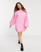 Asos Design Oversized Balloon Sleeve Sweatshirt Dress In Pink