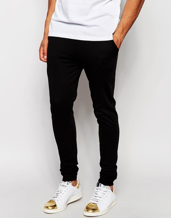 Asos Super Skinny Joggers In Lightweight Fabric - Black