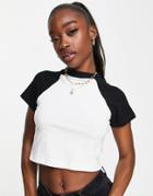 Missguided Color Block Ringer Tee In Black & White