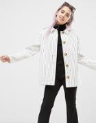 Monki Stripe Lightweight Jacket - White
