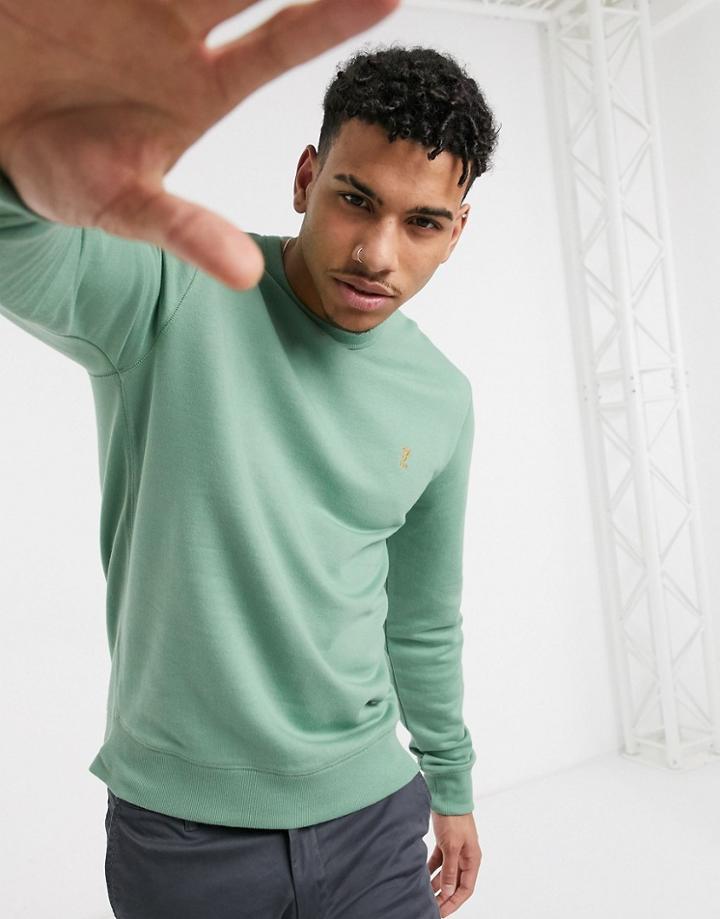 Farah Tim Crew Neck Sweat In Green