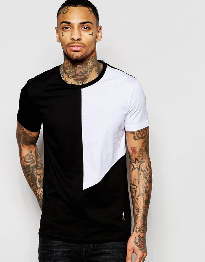Religion Cut & Sew Square Panel T-shirt - Black