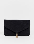 Asos Design Tassel Clutch Bag-black