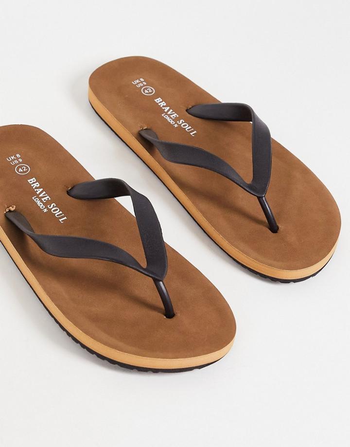 Brave Soul Flip Flops In Black