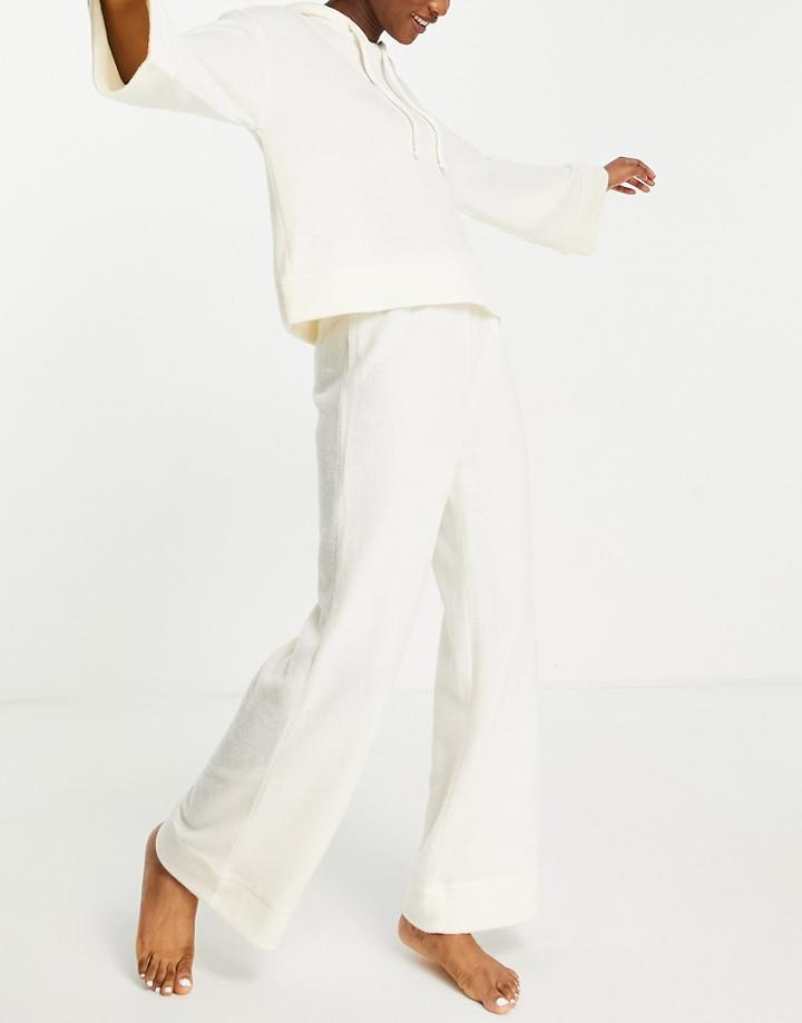 Pieces Lounge Wide Leg Coordinating Pants In Cream-white