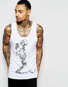 Religion Tank With Skull Embroidery - White