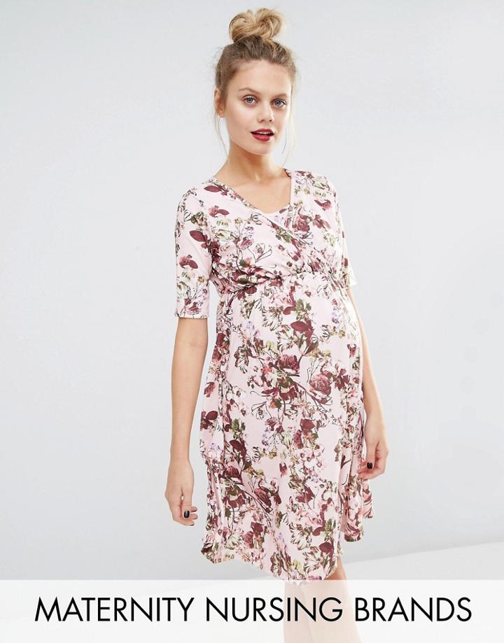 Bluebelle Maternity Nursing Floral Printed Wrap Dress - Multi