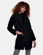 Topshop Tailored Belted Coat In Black