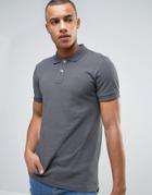 Esprit Slim Fit Basic Pique Polo Shirt In Dark Gray - Gray