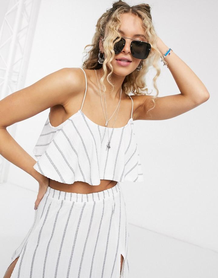 Asos Design Jersey Beach Crop Top Two-piece In Stripe Print-multi