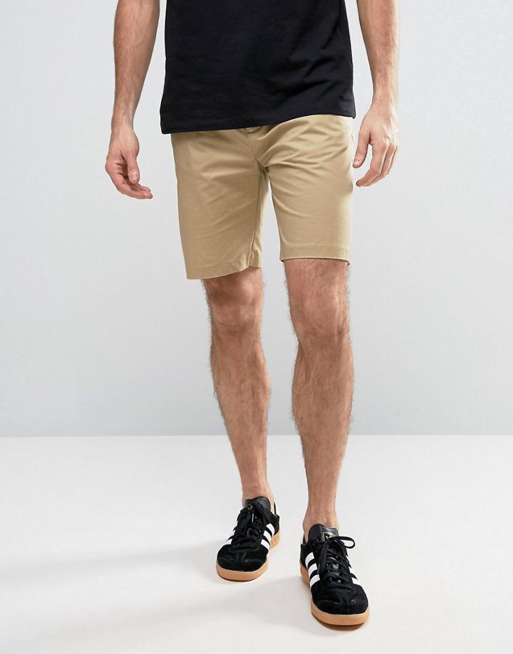 Penfield Yale Solid Chino Shorts Straight Tricolour Waist In Beige - Beige