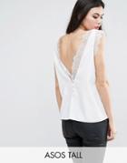 Asos Tall Deep Plunge Lace Insert Camisole Tank - White