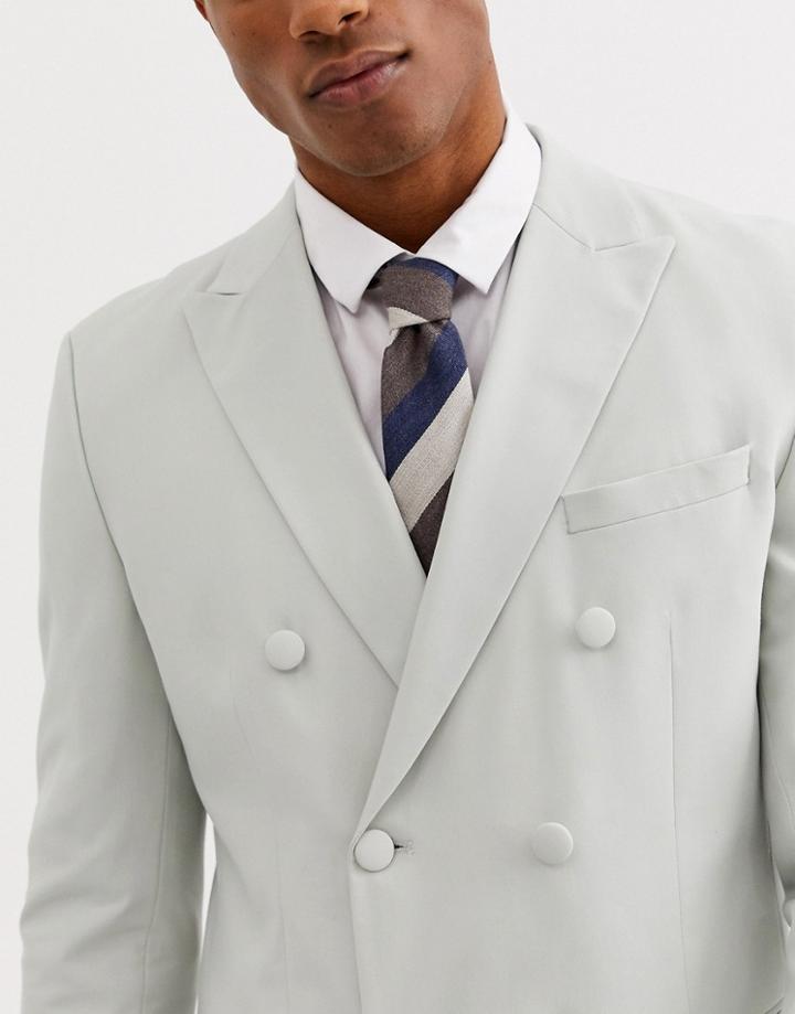 Moss London Tie In Blue And Gray Stripe