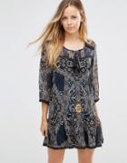 Only Parki Boho Printed Drop Waist Dress - Patch Black