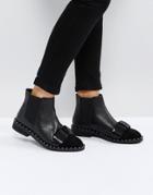 Asos Aubrey Leather Bow Ankle Boots - Black