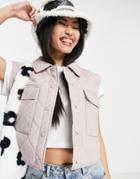 Jdy Quilted Cropped Vest In Pale Pink-brown