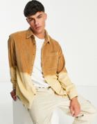 Topman Bleached Cord Shirt In Tobacco Brown