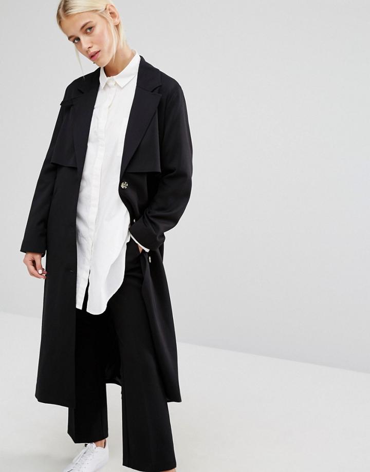 Monki Minimal Duster Jacket - Black