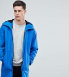 Asos Tall Shower Resistant Rain Coat With Fleece Lined Hood In Blue - Blue