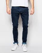 Brave Soul Skinny Jeans With Raw Hem - Blue