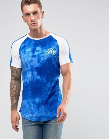 Bee Inspired Muscle T-shirt In Blue Tie Dye - Blue