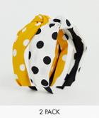 Stradivarius Two Pack Polka Dot Headbands In Multi - Multi