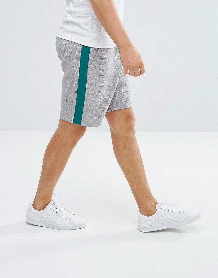 Asos Skinny Textured Crepe Short With Side Stripe - Gray