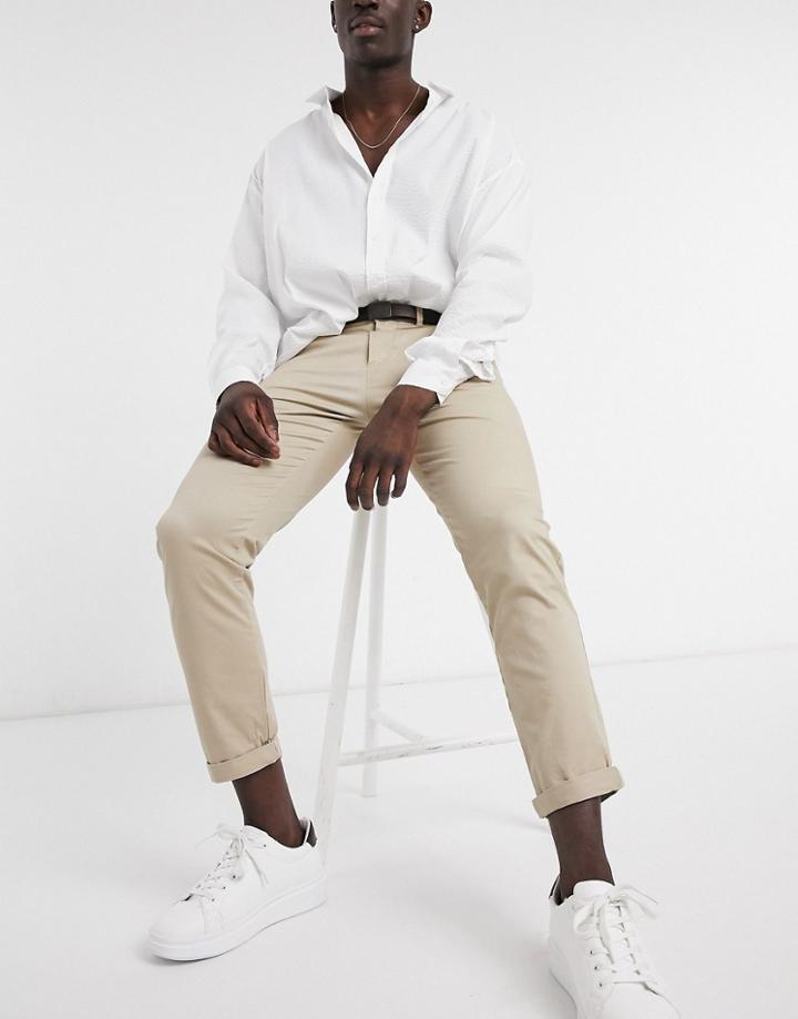 Pull & Bear Join Life Smart Skinny Chino In Beige-neutral