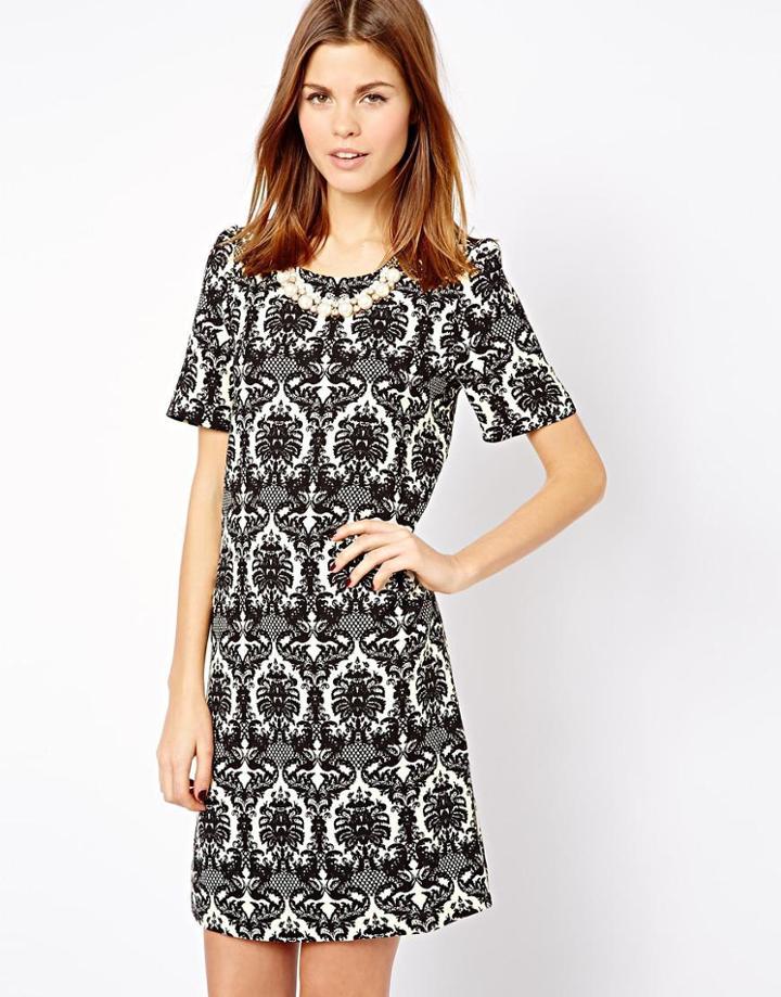 A Wear Monochrome Printed Shift Dress