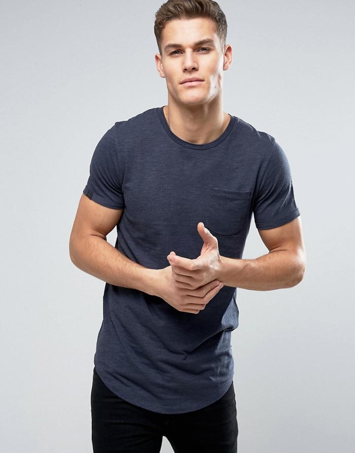 Produkt Longline T-shirt With Pocket - Navy