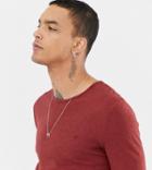 Heart & Dagger Muscle Fit Long Sleeve T-shirt With Embroidery - Red