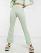 Monki Tora Knitted Flare Pants In 3 Piece Green Set