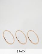 Asos Rose Gold Plated Sterling Silver Pack Of Three Etched Rings - Rose Gold
