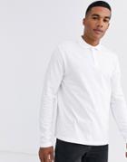 Asos Design Organic Long Sleeve Jersey Polo In White