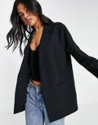 Asos Design Jersey Recycled Slouchy Suit Blazer In Black