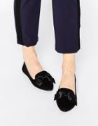 London Rebel Bow Point Flat Shoes - Black Mf