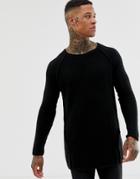 Boohooman Oversized Knitted Sweater In Black - Black