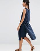 Selected Julia Dress With Side Split - Dark Sapphire