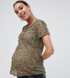 Asos Design Maternity T-shirt With Sequin Embellishment-green
