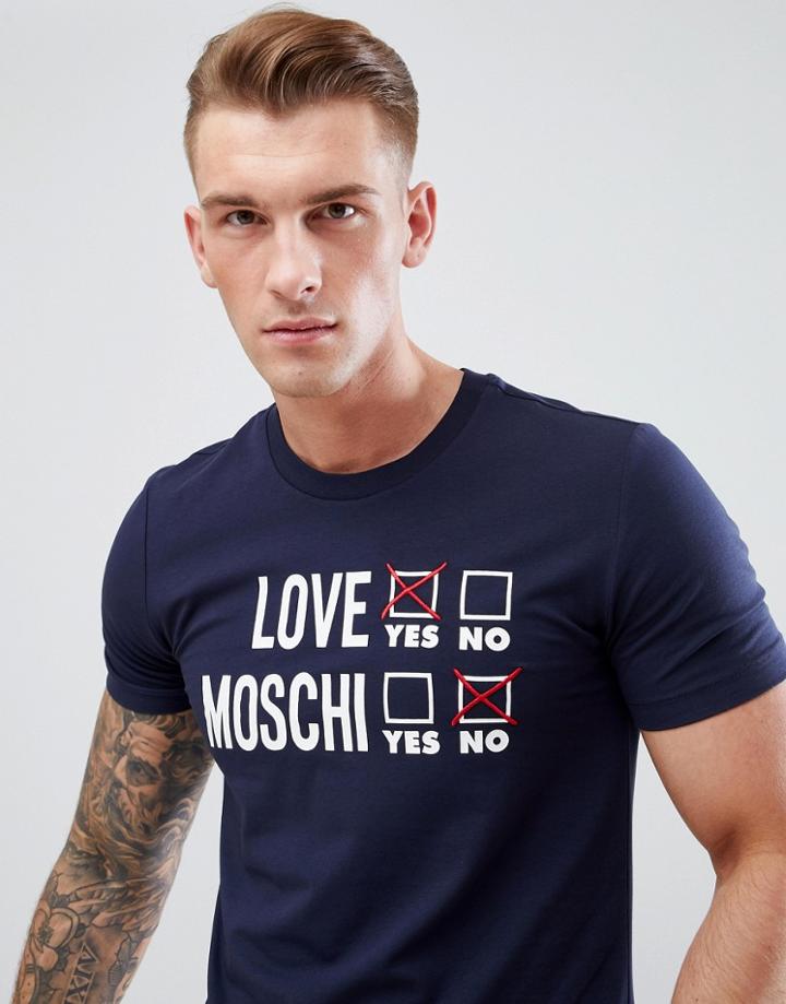 Love Moschino T-shirt In Navy With Print - Navy