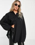 Asos Design Oversized Shirt With Wide Cuff Detail In Black