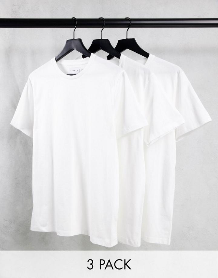 Topman 3 Pack Organic Cotton Classic T-shirt In White